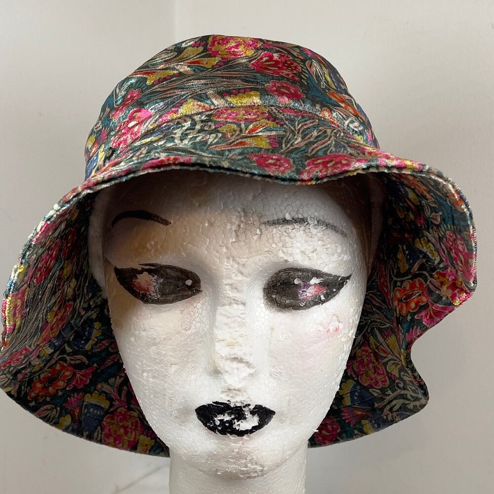 Natural Life Floral Velvet Bucket Hat Boho Cottage Soft Fleece/Sherpa Lining